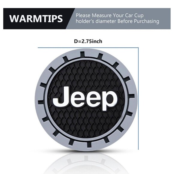 Jeep Logo Cup Holder Coaster Universal New Free Shipping Silicone Non Slip - Picture 2 of 8